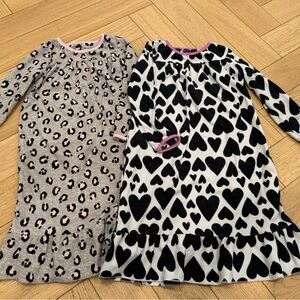 Carter's Black Heart and Gray Leopard Nightgowns